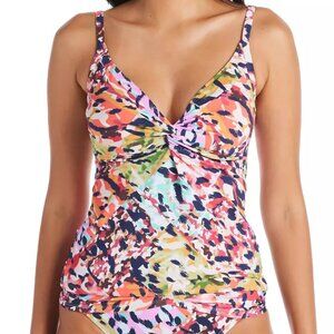 NWoT Bleu Rod Beattie Women's Twist Front Tankini Top Size 10D $140 LLL438